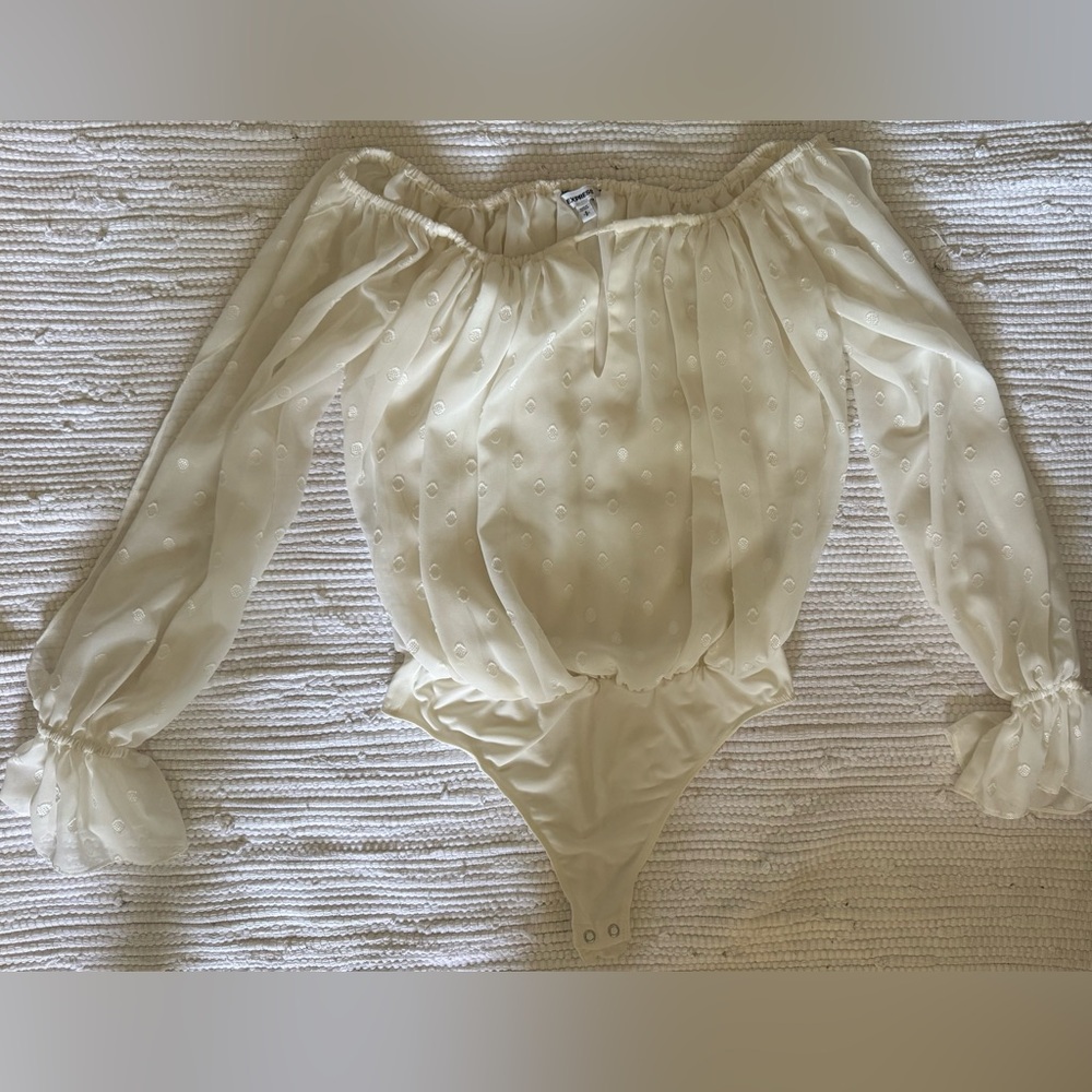 Express White Women Body Suit Blouse - Picture 2 of 4